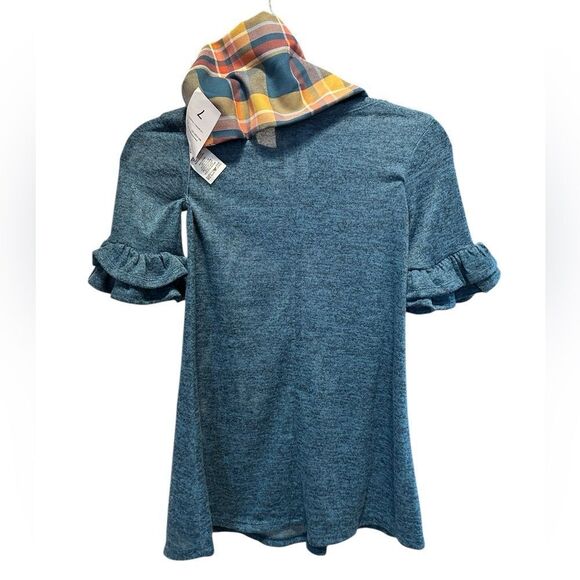 NWT Bonnie Jean Girls Blue Dress Set Multi Color Hacci Scarf - Size 7 - Picture 7 of 8